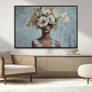 Golden Petal Wall Art - Petal Silhouette Woman Wall Art by MyGreatCanvas | Canvas Wall Art Prints | Photo Prints & Wall Decor