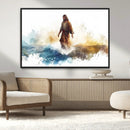 Watercolor Jesus Walking Wall Art Print, Jesus Water Canvas
