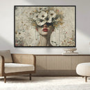 Abstract Floral Women Patel Wall Art Canvas Print