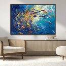 Colorful Swirling Fish School Wall Art Canvas Print |