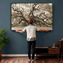 Sepia Framed Angel Oak Tree Wall Art - 3-Panel Canvas