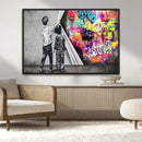Banksy Print - Street Art Canvas Wall Art - Kids Revealing