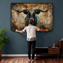 Longhorn Wall Art – Rustic Western Bull Canvas Print, Modern