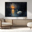 Abstract Swan on Water Wall Art Canvas Print - Elegant