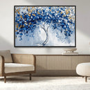 Blue and Gold Abstract Tree Wall Art Canvas Print | Modern