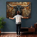 Longhorn Texas Cow Bull Wall Art | Rustic Farmhouse Canvas by MyGreatCanvas | Canvas Wall Art Prints | Photo Prints & Wall Decor