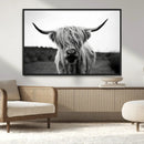 Highland Cow Wall Art | Black and White Farmhouse Decor |