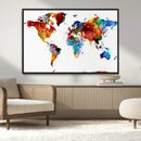Colorful World Map Canvas Wall Art Print, Contemporary