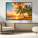 Tropical Sunset Beach Canvas Wall Art Print – Vibrant Palm by MyGreatCanvas | Canvas Wall Art Prints | Photo Prints & Wall Decor