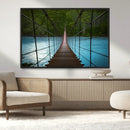 Suspension Bridge Over River Canvas Art | 3-Panel Nature by MyGreatCanvas | Canvas Wall Art Prints | Photo Prints & Wall Decor