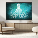 Green Octopus Abstract Wall Art Canvas Print