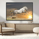 Large Wall Art Canvas Print – White Jumping Horse Sunset by MyGreatCanvas | Canvas Wall Art Prints | Photo Prints & Wall Decor