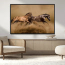 Large Wall Art Canvas Print – Two Running Brown Horses