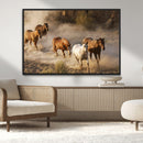 Large Wall Art 5 Horses Running on Sand Canvas Print