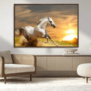 Large Wall Art Galloping White Horse at Sunset Canvas Print