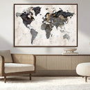 Abstract Map Printing - Modern World Map Canvas Wall Art for