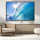 Blue Big Wave Surfing Ocean Canvas Wall Art Artwork Print