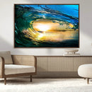 Ocean Wave at Sunset Canvas Art, Large Wall Print of Vibrant
