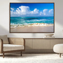 Tropical Beach 3-Panel Canvas Wall Art – Serene Ocean Waves
