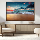 Sunset on Beach Wall Art Ocean Beach Canvas Print