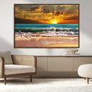 Golden Sunset Beach Canvas Wall Art – Triptych Seascape by MyGreatCanvas | Canvas Wall Art Prints | Photo Prints & Wall Decor