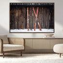 Vintage Ski Gear Canvas Print, Vintage Ski Gear Against