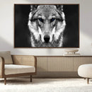 Black and White Wild Wolf Wall Art Canvas Print