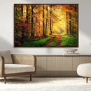 Sunlight Through Trees Wall Art Canvas Print - Autumn Forest