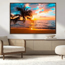 Palm Tree Sunset On The Beach Wall Art Canvas, Framed Palm by MyGreatCanvas | Canvas Wall Art Prints | Photo Prints & Wall Decor