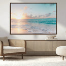 Tranquil Ocean Beach Sunset Canvas Wall Art | 3-Panel