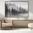 Foggy Misty Forest Canvas Wall Art – Black and White