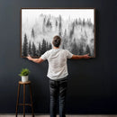 Forest Wall Art Print | Foggy Pine Forest Canvas Wall Art -
