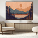 Modern Boho Sunset Canvas Print, Mountain Landscape Triptych