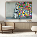 Banksy Colorful Street Graffiti Canvas Wall Art Print, by MyGreatCanvas | Canvas Wall Art Prints | Photo Prints & Wall Decor