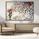 Banksy Art Butterfly Girl Explosion Canvas Art – Vibrant