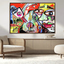 Picasso Style Art Abstract Canvas Wall Art Print , Colorful