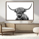 Grayscale Scottish Highland Cow Cattle Art Print Farmhouse by MyGreatCanvas | Canvas Wall Art Prints | Photo Prints & Wall Decor