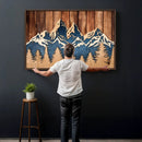 Rustic Wood Style Mountain Wall Art, Nature Forest Canvas