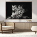 Lion Couple Wall Art Canvas Print – Elegant Black and White