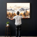 Abstract Mountain Wall Art | Misty Mountain Forest and