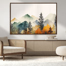 Abstract Watercolor Mountains and Trees Autumn Wall Art,