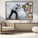 Banksy Art Behind the Curtain Street Wall Art Canvas Print |