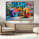 Fitness Gym Barbell Graffiti Wall Art Canvas Print