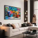 Fitness Gym Barbell Graffiti Wall Art Canvas Print
