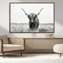 Highland Cow Canvas Wall Art – Majestic Beauty in Black and