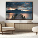 Mountain Lake Wood Pier Canvas Wall Art Nature Lake Print