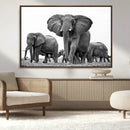 Black White Elephant Family Wall Art Canvas Print by MyGreatCanvas | Canvas Wall Art Prints | Photo Prints & Wall Decor