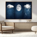 Dark Blue Cloud Art, 3 Piece Indigo Blue Wall Art, Aesthetic