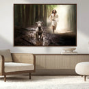 Jesus Canvas Wall Art - Jesus Running After Lost Lamb,