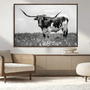 Texas Black White Highland Longhorn Cow Wall Art Canvas by MyGreatCanvas | Canvas Wall Art Prints | Photo Prints & Wall Decor